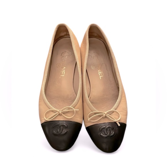 Chanel classic cap toe ballerina ballet flats shoes 5.5 C - Picture 1 of 11